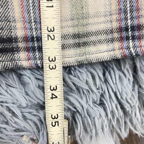 Men’s Extra Heavy Pearl Snap Plaid Flannel Outdoor Shacket Blue Tan Red 2XL NWT - Picture 8 of 9